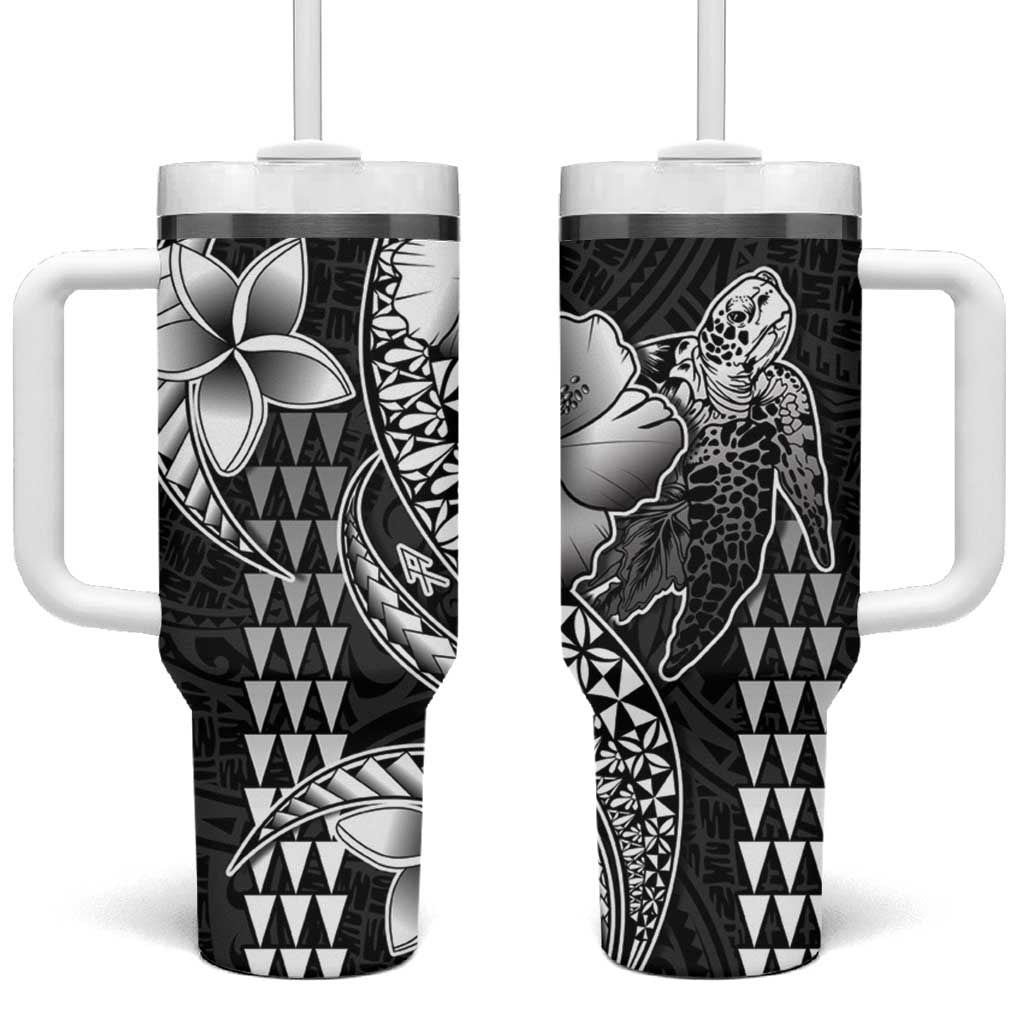 Hawaiian Sea Turtle Black Hibiscus Flowers and Kakau Custom Stanley Cup 40 oz 30 oz Tumbler With HandleTVC2301357