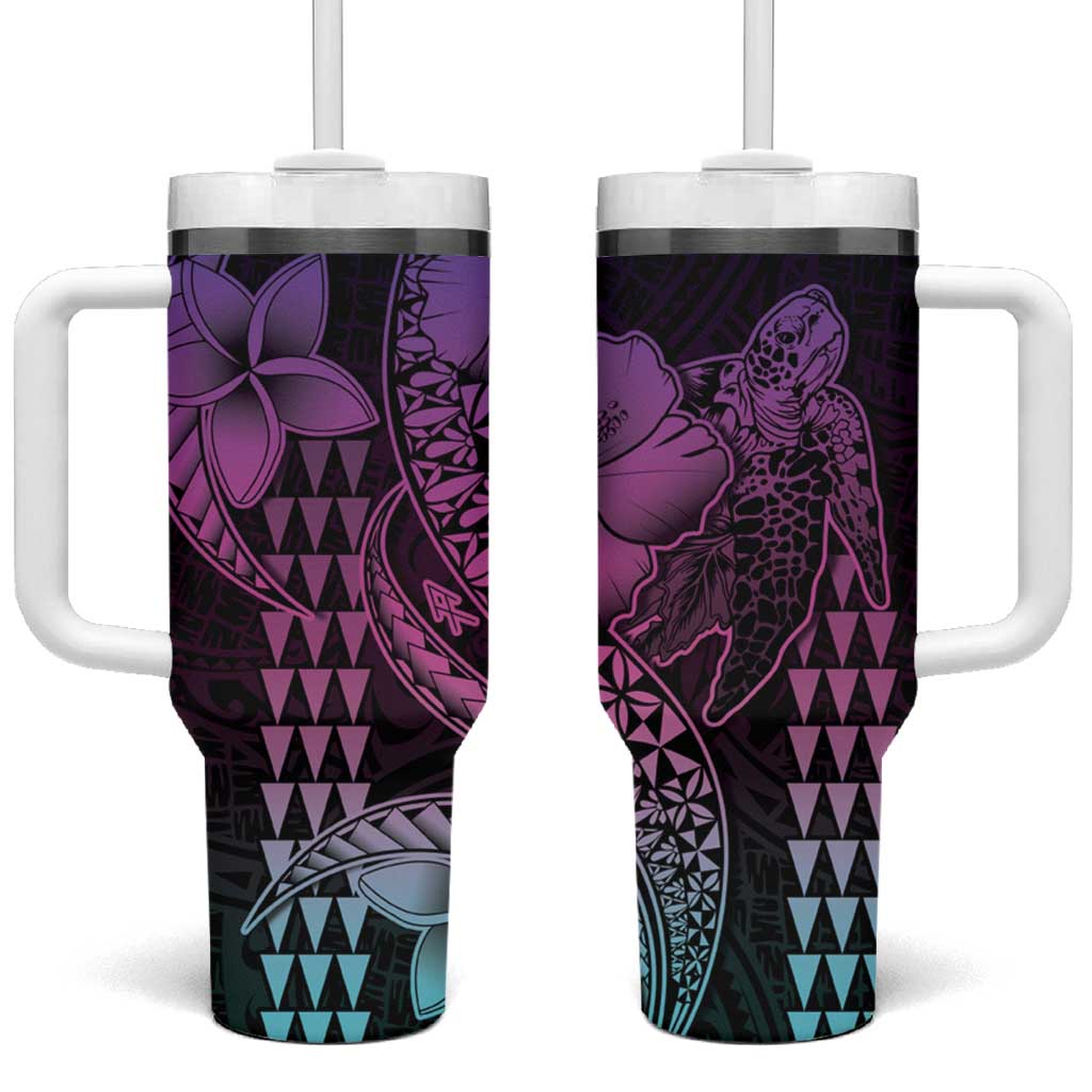 Hawaiian Sea Turtle Pink Hibiscus Flowers and Kakau Custom Stanley Cup 40 oz 30 oz Tumbler With HandleTVC2301354