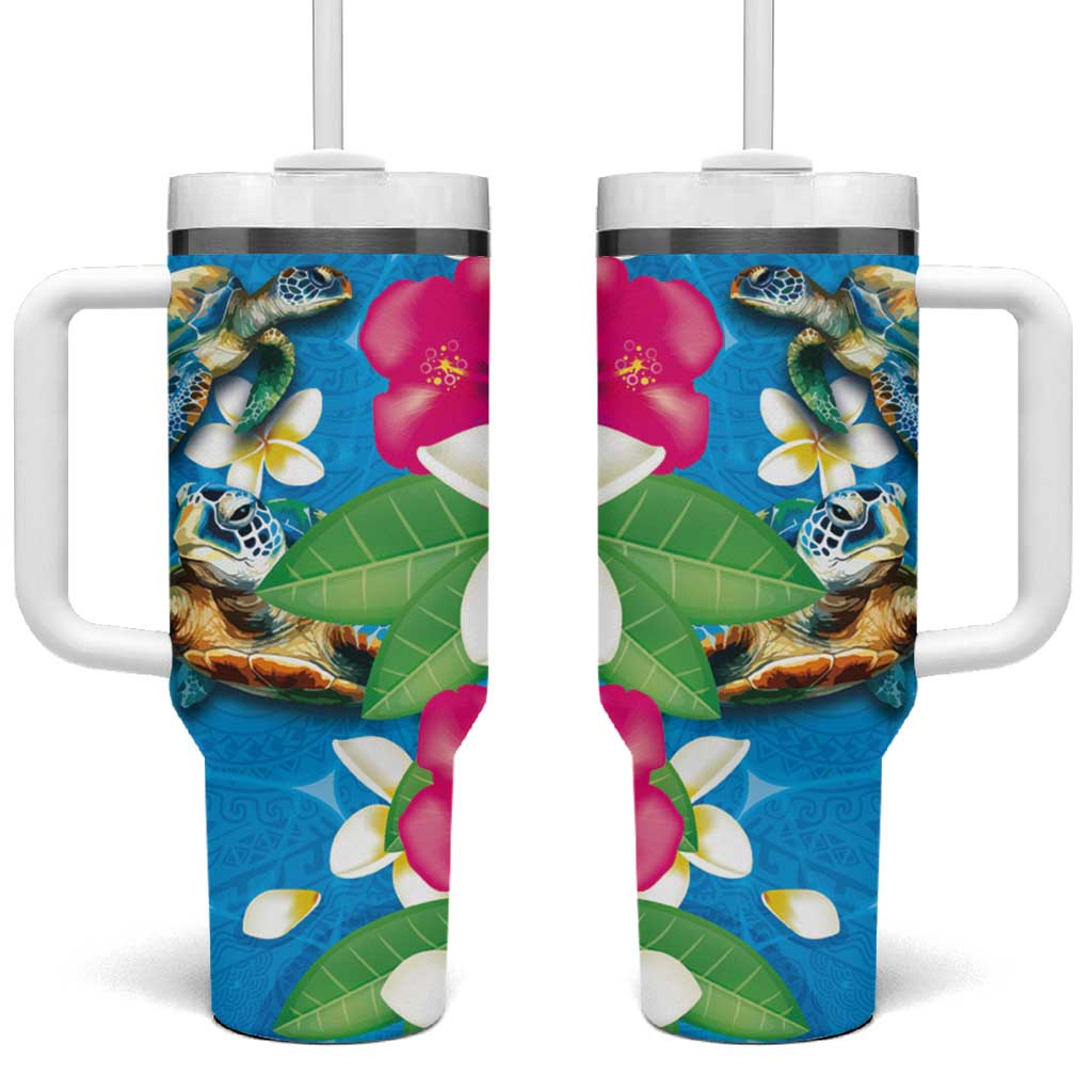Hawaiian Tropical Flower and Honu Under Blue Water Custom Stanley Cup 40 oz 30 oz Tumbler With HandleTVC2301379