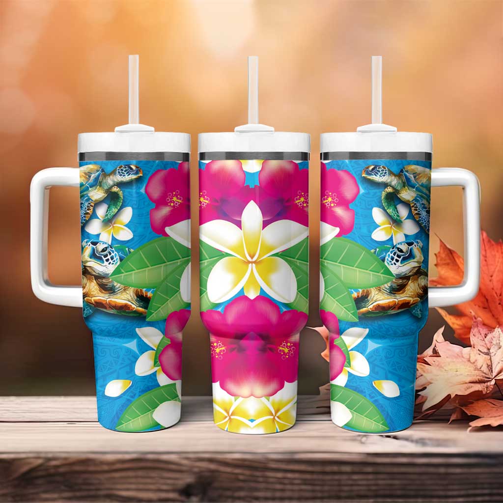 Hawaiian Tropical Flower and Honu Under Blue Water Custom Stanley Cup 40 oz 30 oz Tumbler With HandleTVC2301379 - Image 4