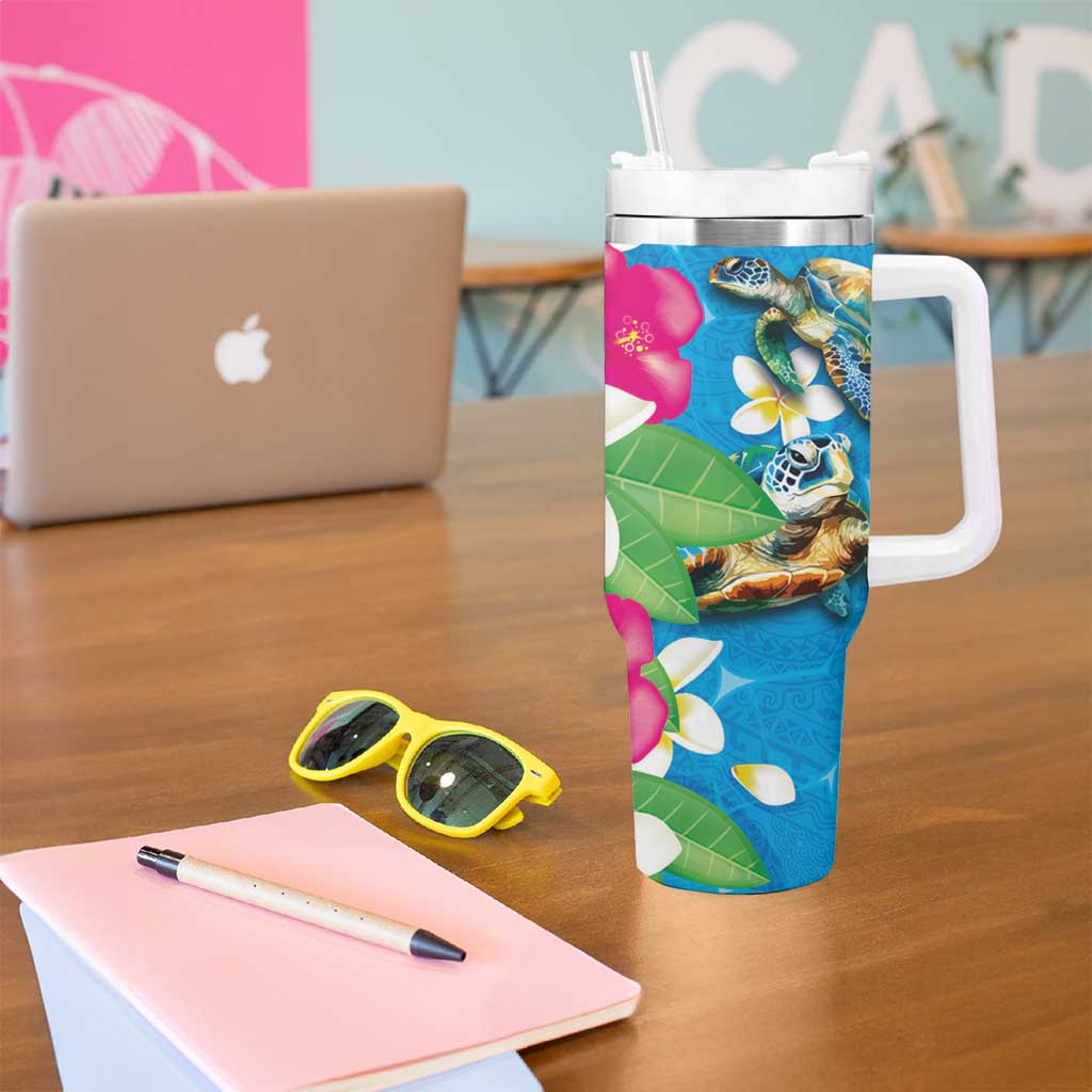 Hawaiian Tropical Flower and Honu Under Blue Water Custom Stanley Cup 40 oz 30 oz Tumbler With HandleTVC2301379 - Image 5