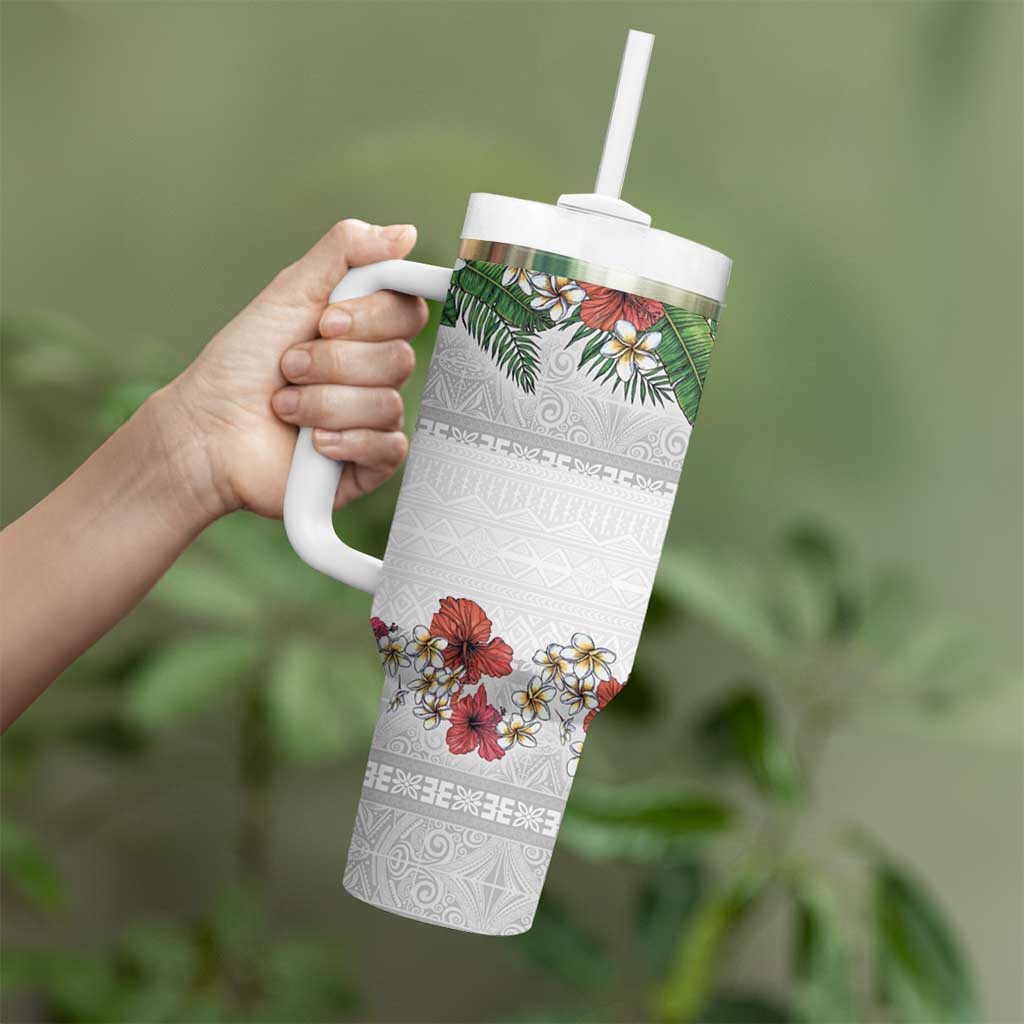 Hawaiian Tropical Flowers and Tribal Polynesian Tattoo Custom Stanley Cup 40 oz 30 oz Tumbler With HandleTVC2301399 - Image 3