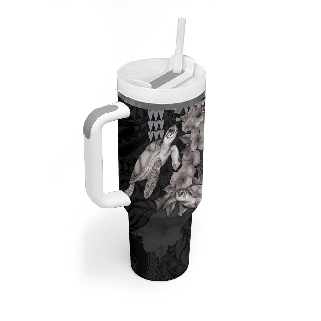 Hawaiian Turtle Love Sweet Hibiscus and Kakau Grayscale Color Custom Stanley Cup 40 oz 30 oz Tumbler With HandleTVC2301348 - Image 2