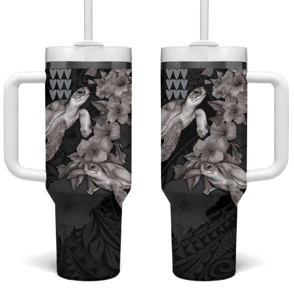 Hawaiian Turtle Love Sweet Hibiscus and Kakau Grayscale Color Custom Stanley Cup 40 oz 30 oz Tumbler With HandleTVC2301348
