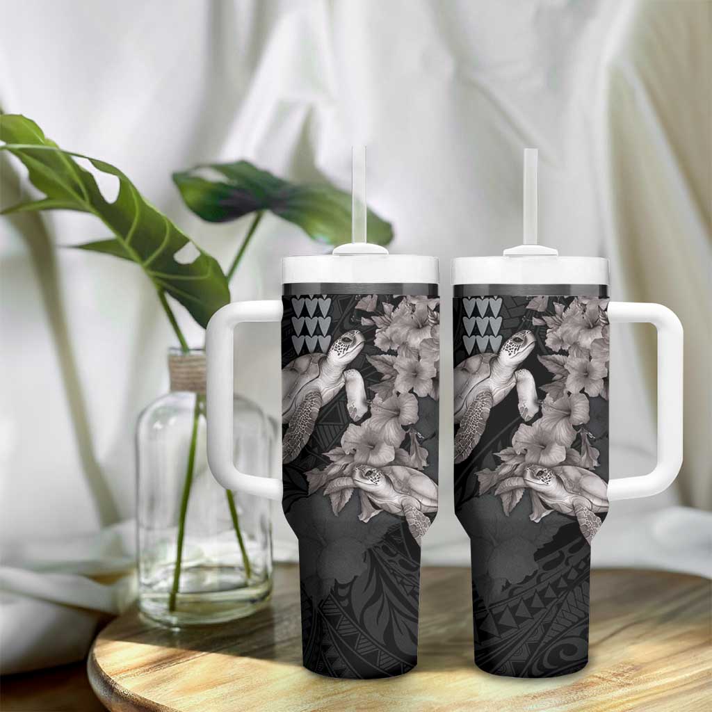 Hawaiian Turtle Love Sweet Hibiscus and Kakau Grayscale Color Custom Stanley Cup 40 oz 30 oz Tumbler With HandleTVC2301348 - Image 9