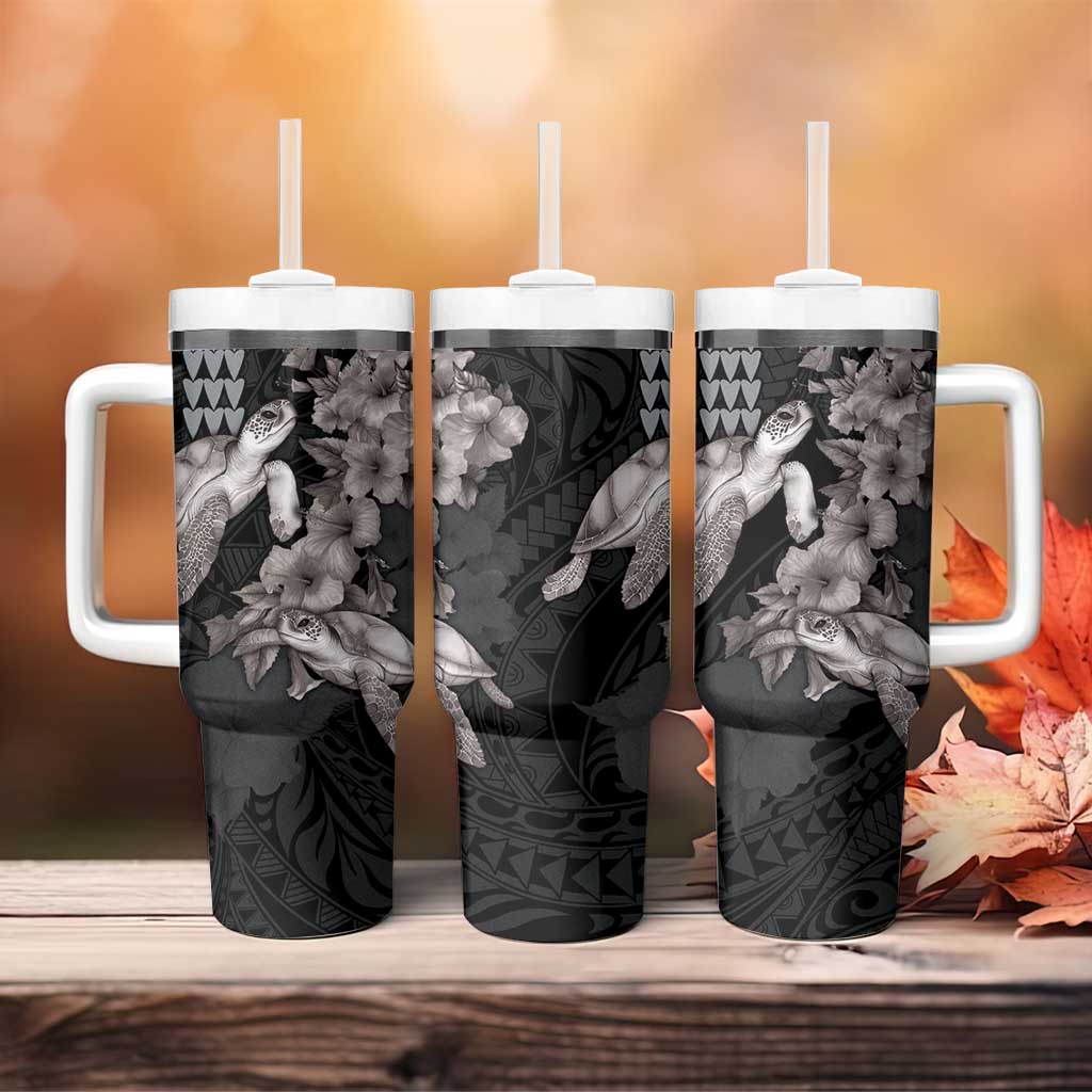 Hawaiian Turtle Love Sweet Hibiscus and Kakau Grayscale Color Custom Stanley Cup 40 oz 30 oz Tumbler With HandleTVC2301348 - Image 4