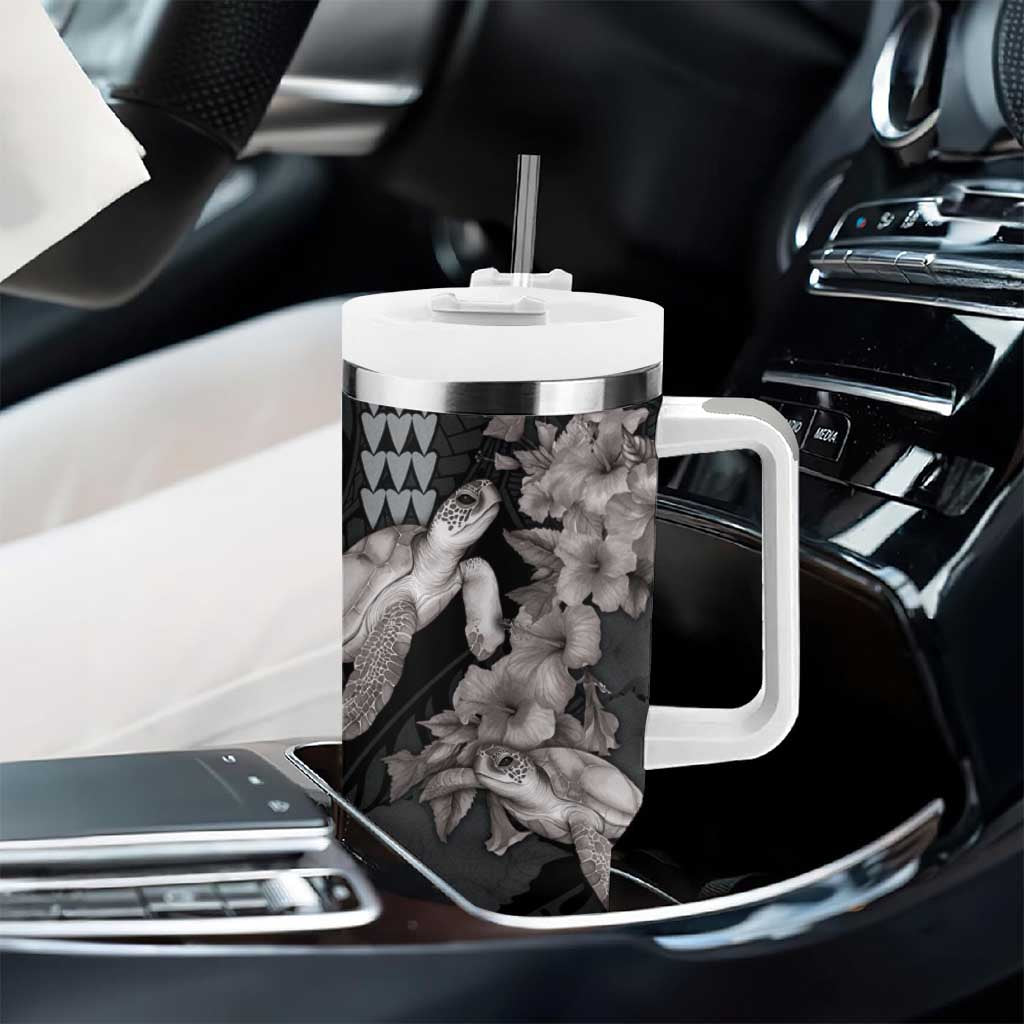 Hawaiian Turtle Love Sweet Hibiscus and Kakau Grayscale Color Custom Stanley Cup 40 oz 30 oz Tumbler With HandleTVC2301348 - Image 8