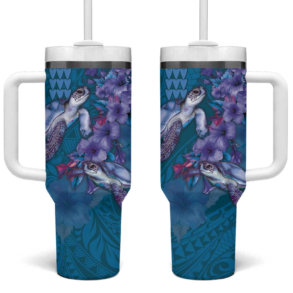 Hawaiian Turtle Love Sweet Hibiscus and Kakau Sapphire Color Custom Stanley Cup 40 oz 30 oz Tumbler With HandleTVC2301360