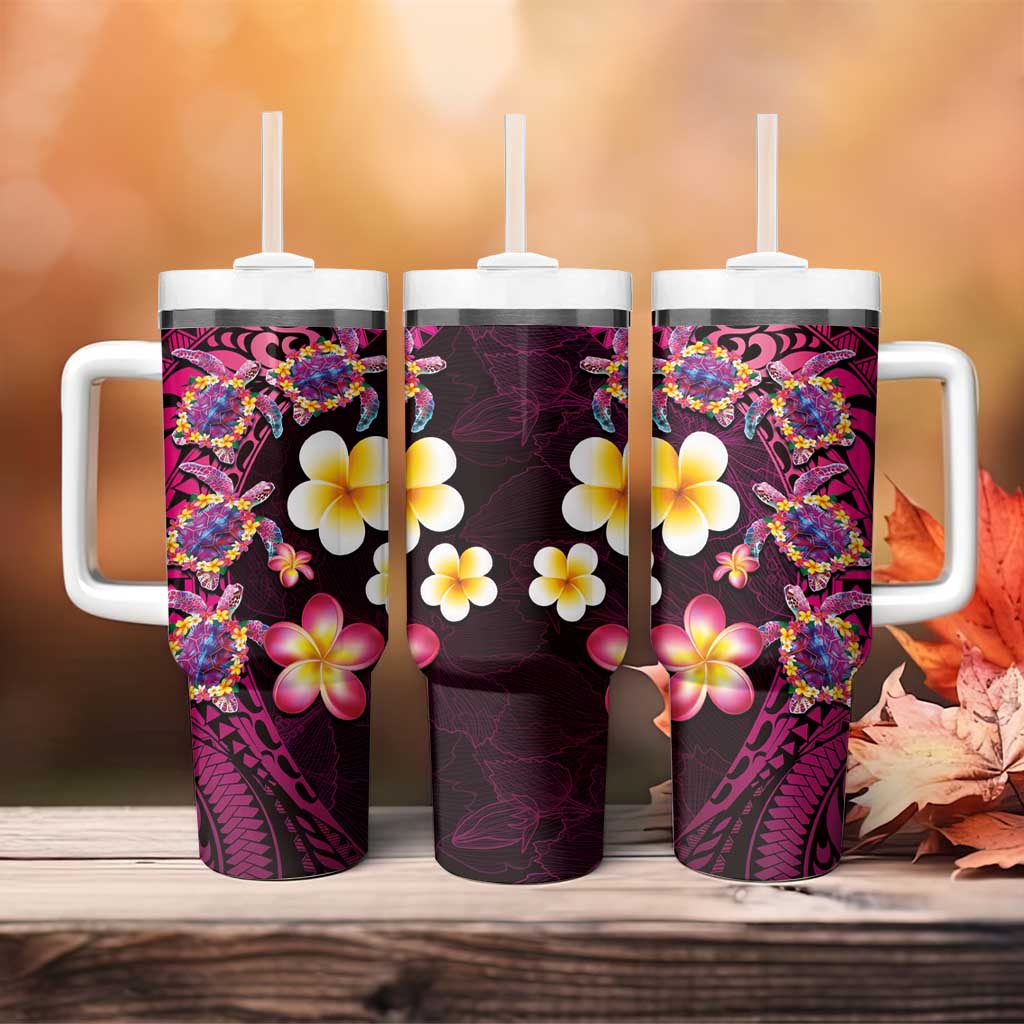 Hawaiian Turtles and Plumeria Polynesian Art Tribal Tattoo Cerise Custom Stanley Cup 40 oz 30 oz Tumbler With HandleTVC2301376 - Image 4