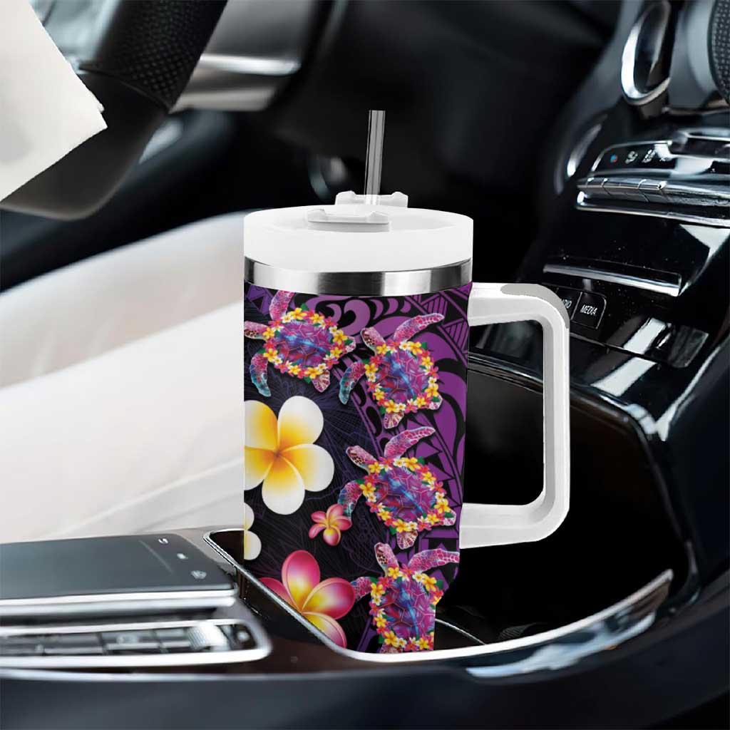 Hawaiian Turtles and Plumeria Polynesian Art Tribal Tattoo Deep Violet Color Custom Stanley Cup 40 oz 30 oz Tumbler With HandleTVC2301348 - Image 8