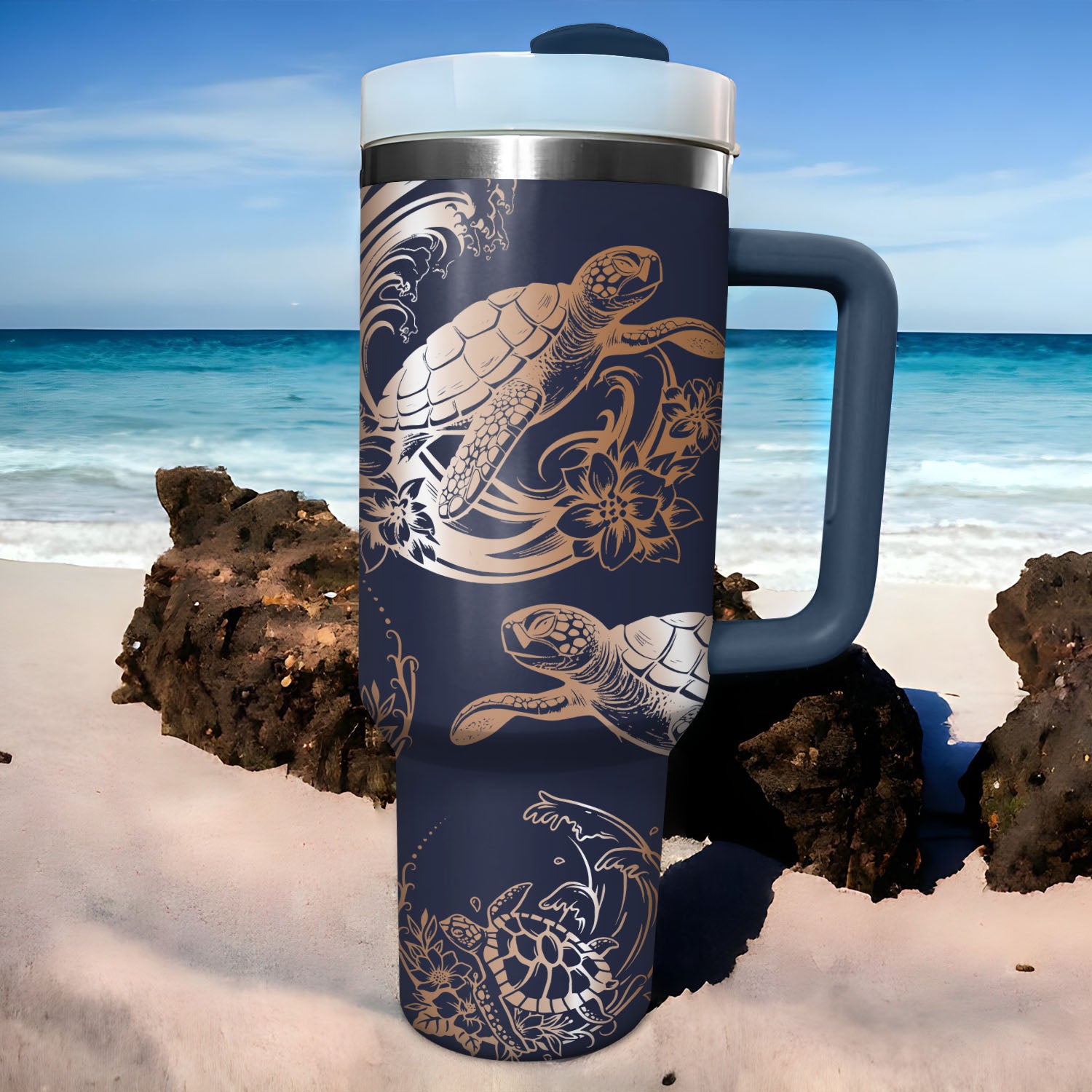 Hawaiian Turtles Custom Stanley Cup 40 oz 30 oz Tumbler With HandleTVC2301722 - Image 2