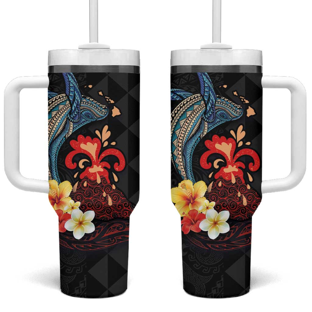 Hawaiian Whale and Volcanic Eruption Hibiscus and Kakau Custom Stanley Cup 40 oz 30 oz Tumbler With HandleTVC2301384