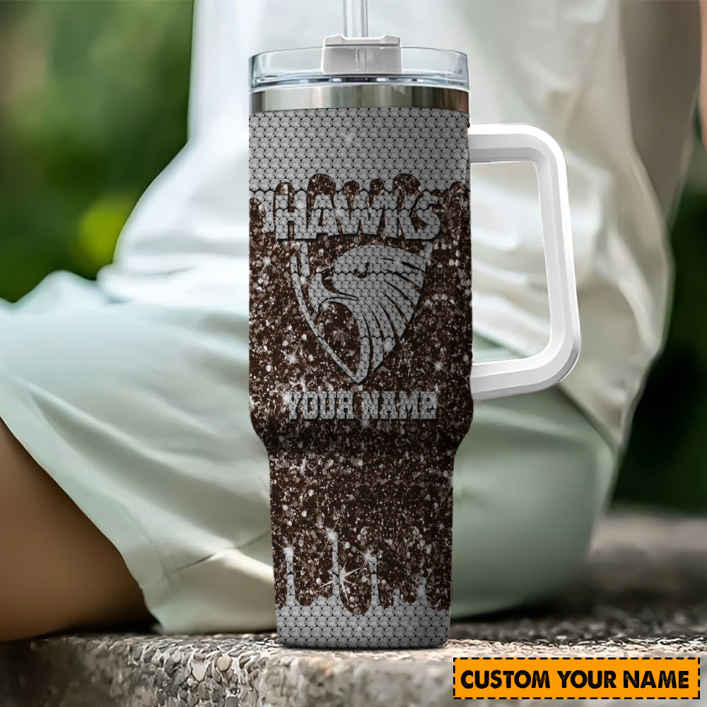 Hawthorn Hawks AFL Glitter Custom Stanley Cup 40 oz 30 oz Tumbler With HandleTVC2301192