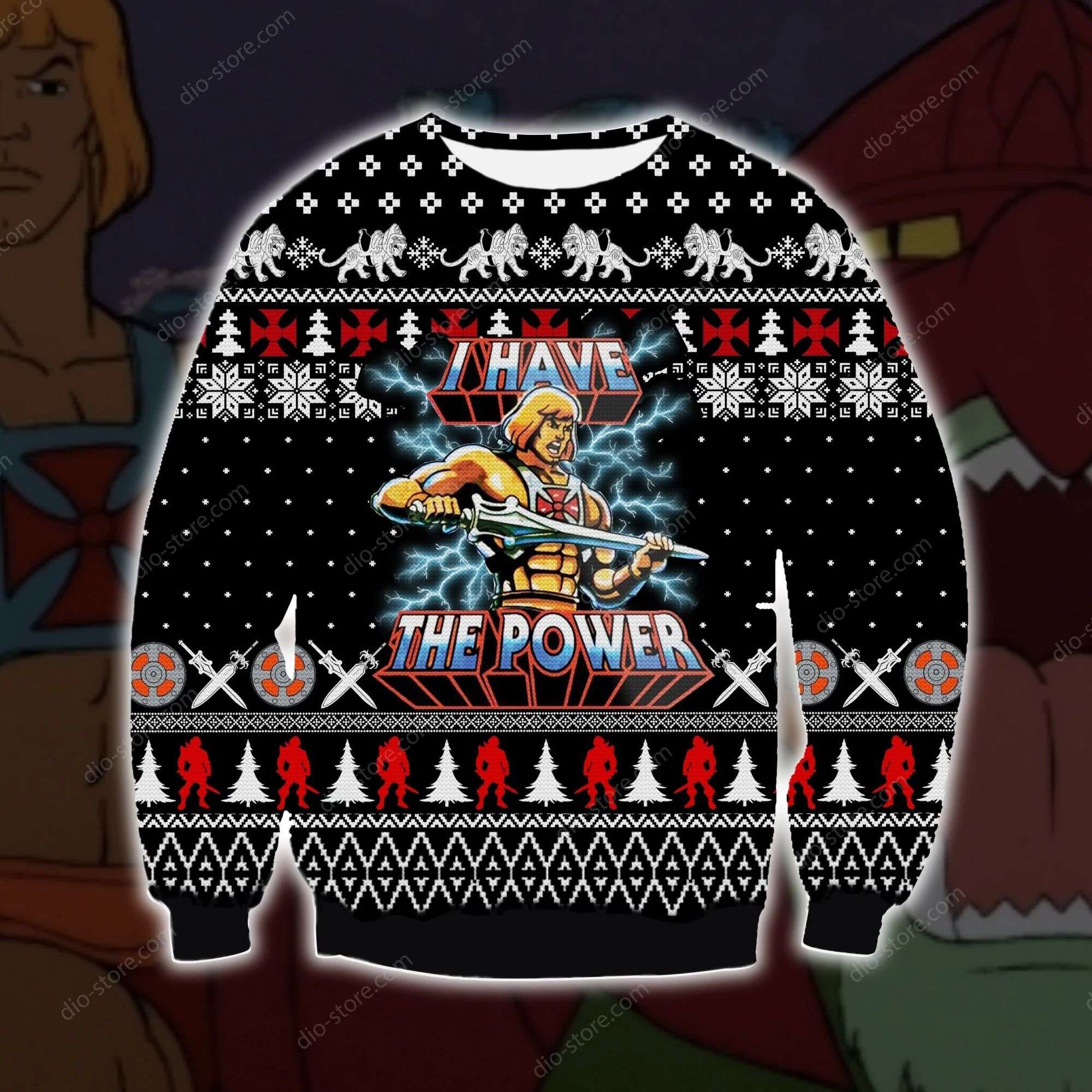 He-Man Knitting Pattern Ugly Christmas Sweater Adult 3D Funny Matching for family
