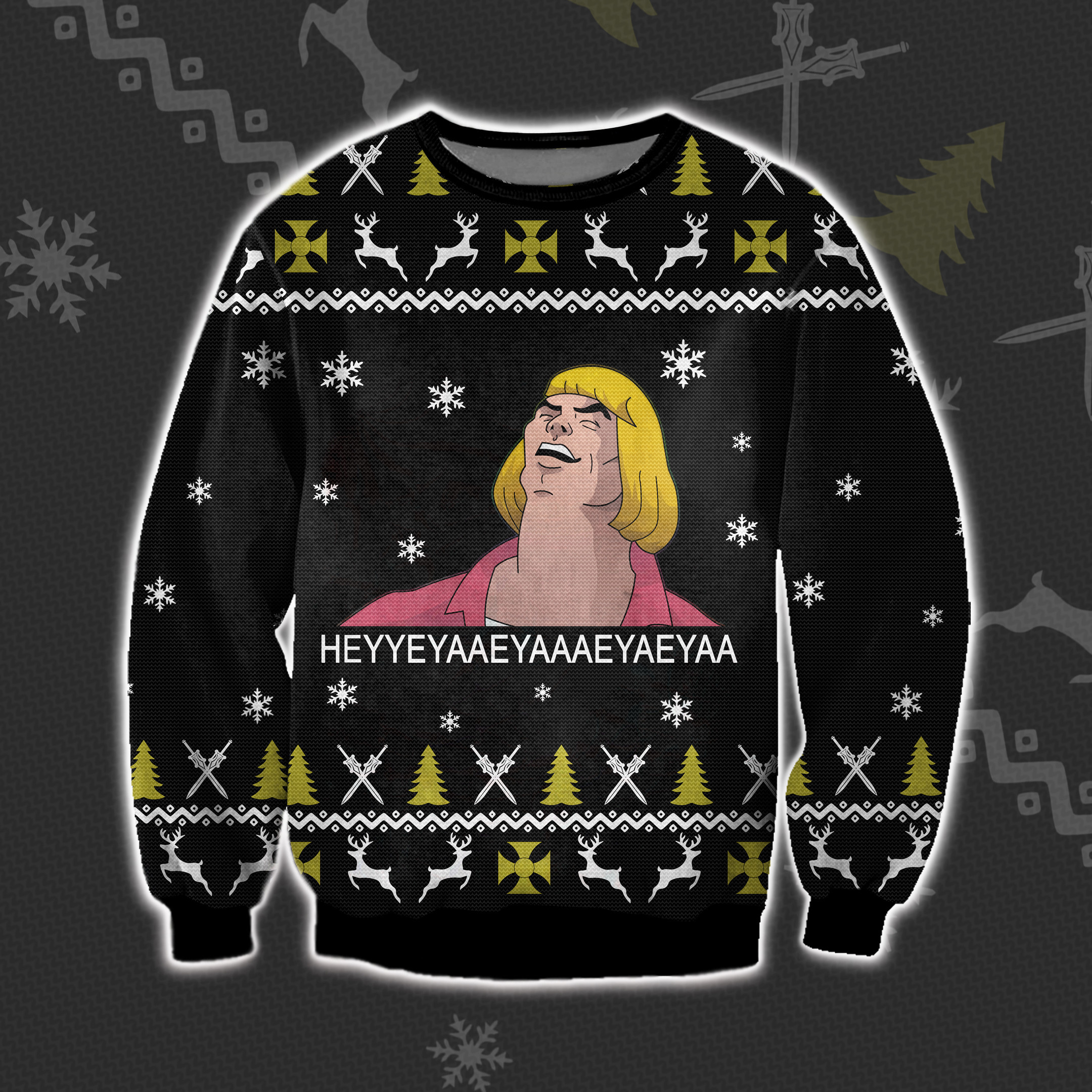 He-Man Meme Ugly Christmas Sweater Adult 3D Funny Matching for family