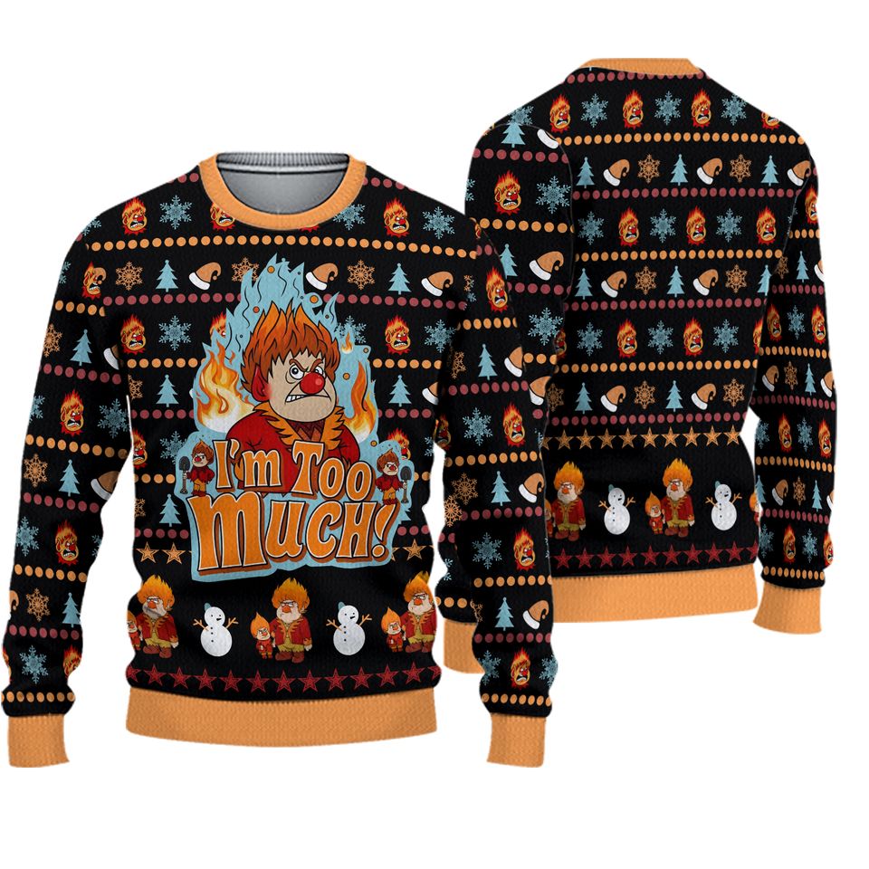 Heat and Snow Miser Ugly Christmas Sweater, Year Without Santa - Image 3