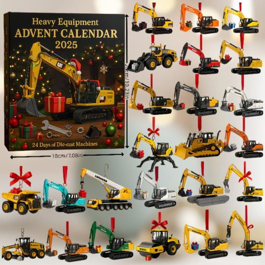 Heavy Equipment Advent Calendar 2025, Construction Vehicle Christmas Countdown Gift Set, 24 Die-Cast Machines Box - Image 16