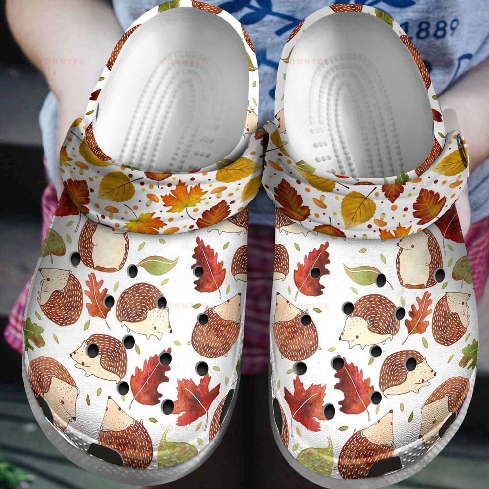 Hedgehog Autumn Is Here Gift For Lover Rubber clog Shoes Comfy Footwear