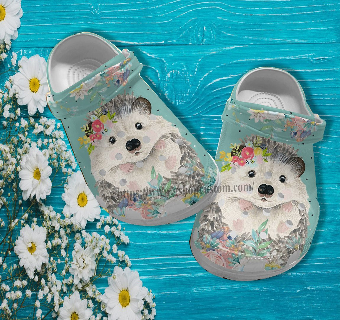 Hedgehog Floral Croc Shoes Gift Mother Day- Hedgehog Grandaughter Shoes Croc Clogs Customize Gift