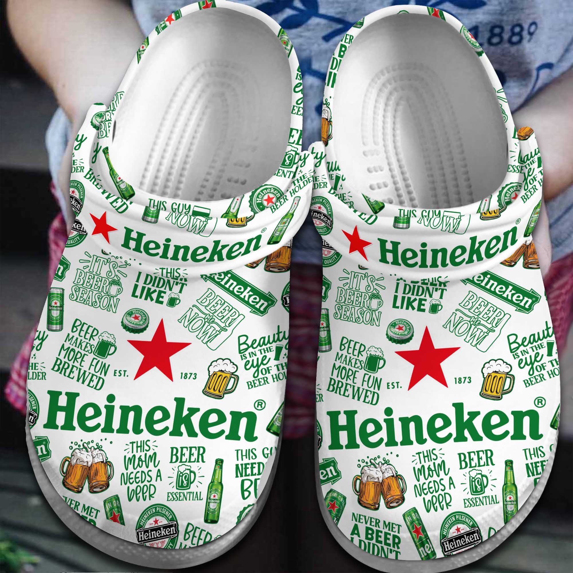 Heineken Beer Crocs Crocband Clogs Shoes Comfortable For Men Women and Kids