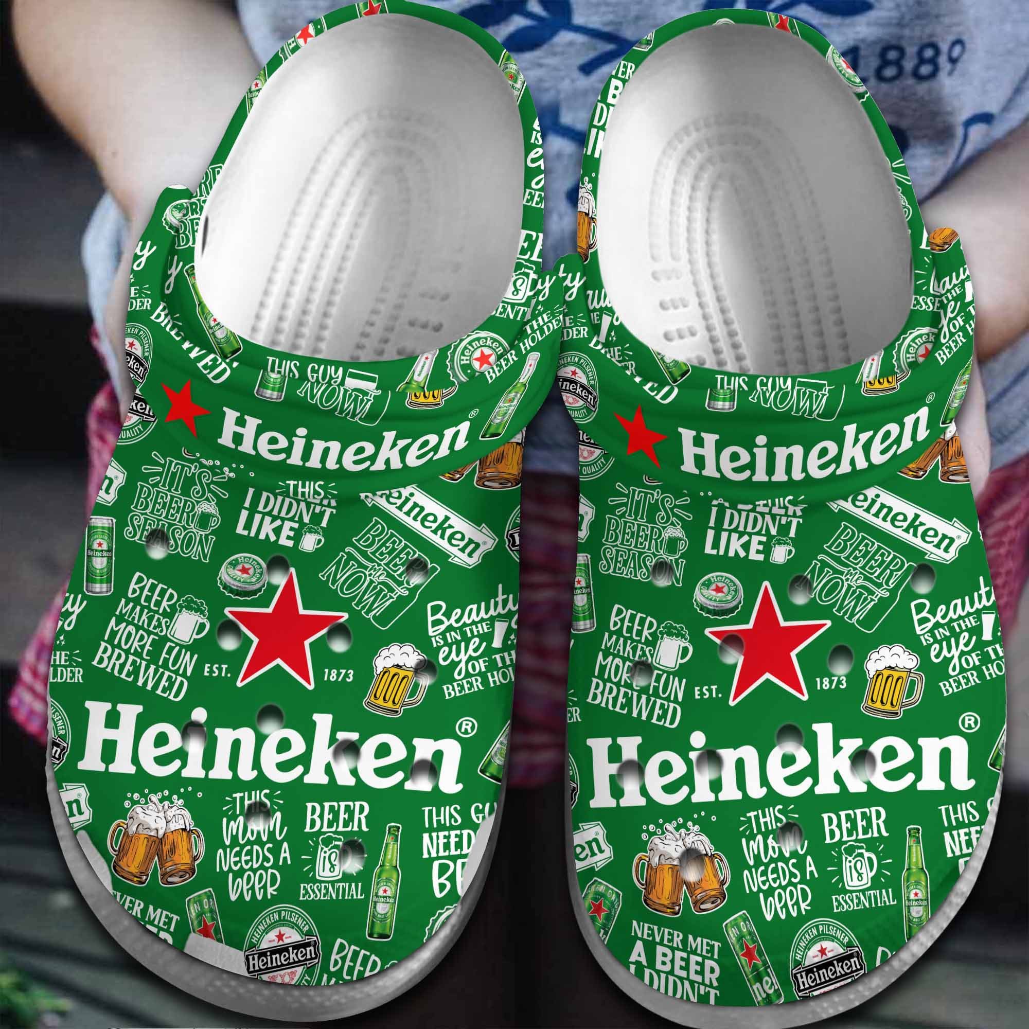 Heineken Beer Crocs Crocband Clogs Shoes Comfortable For Men Women and Kids