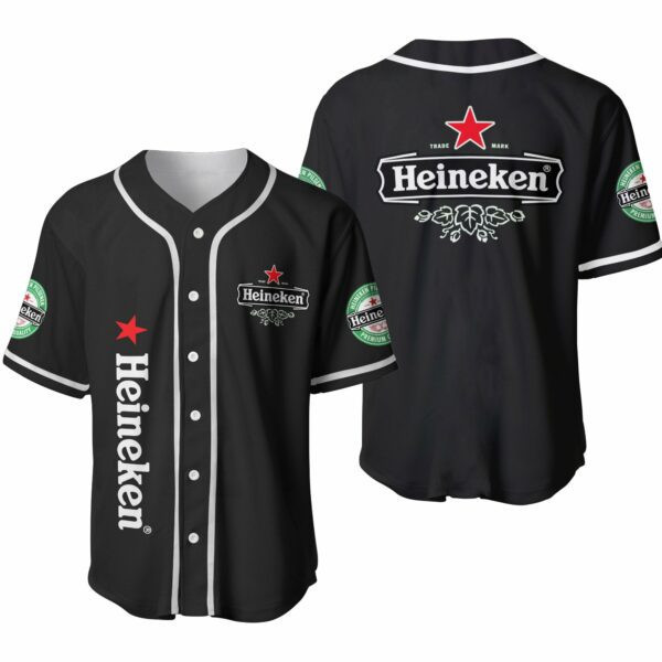 Heineken Black Baseball Jersey, Gift For Beer Lover, Heineken Beer Baseball Jersey