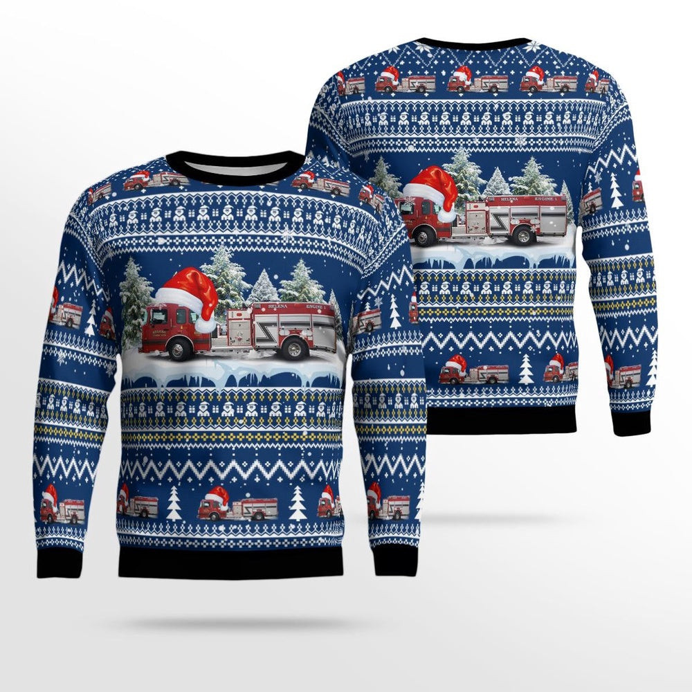 Helena Community Volunteer Fire Department Helena Ohio Christmas AOP Ugly Sweater Xmas Unisex Sweater Christmas Gifts For Men Women