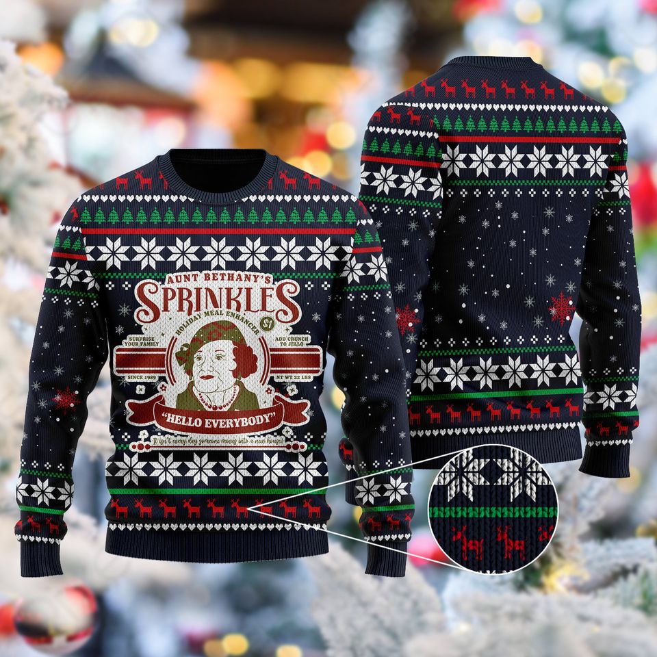 Hello Everybody Holiday Meal Enhancer 3D T-shirt, Comedy Movie Ugly Christmas Sweater