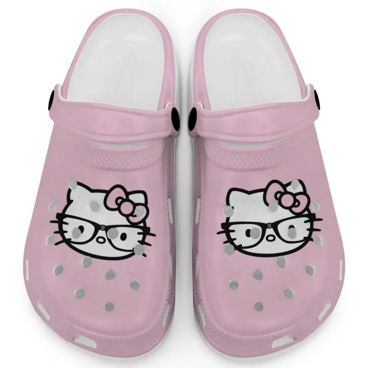 Hello Kitty And Glasse Cartoon Crocs Crocband Clogs Shoes Comfortable For Men Women and Kids