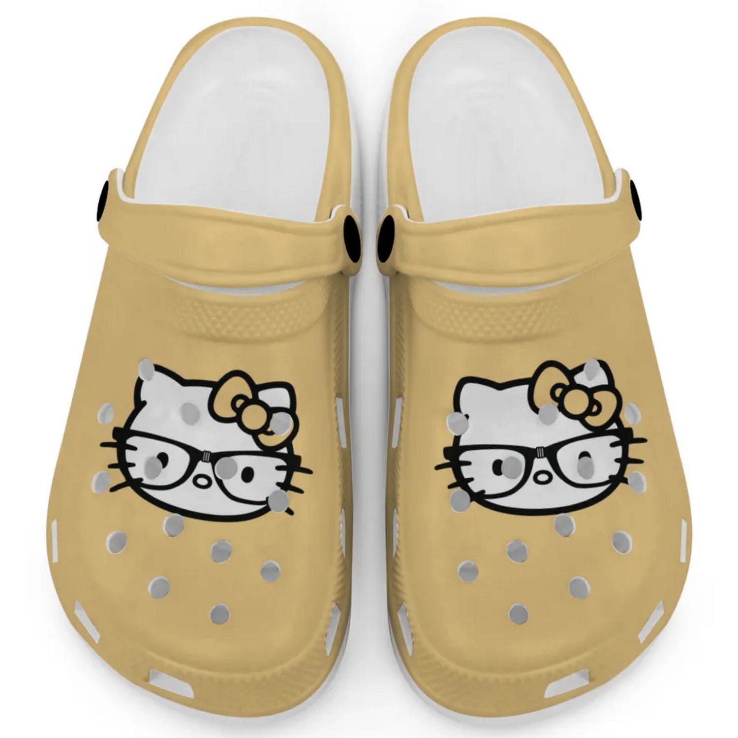 Hello Kitty And Glasse Cartoon Crocs Crocband Clogs Shoes Comfortable For Men Women and Kids