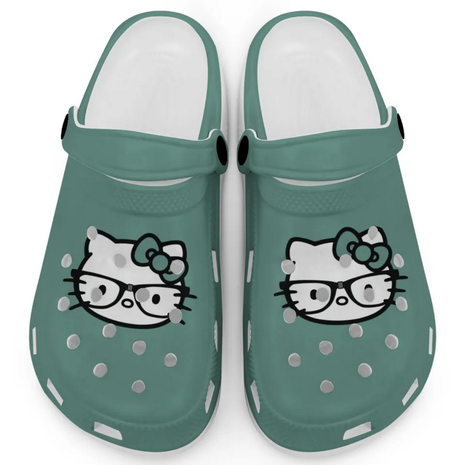 Hello Kitty And Glasse Cartoon Crocs Crocband Clogs Shoes Comfortable For Men Women and Kids