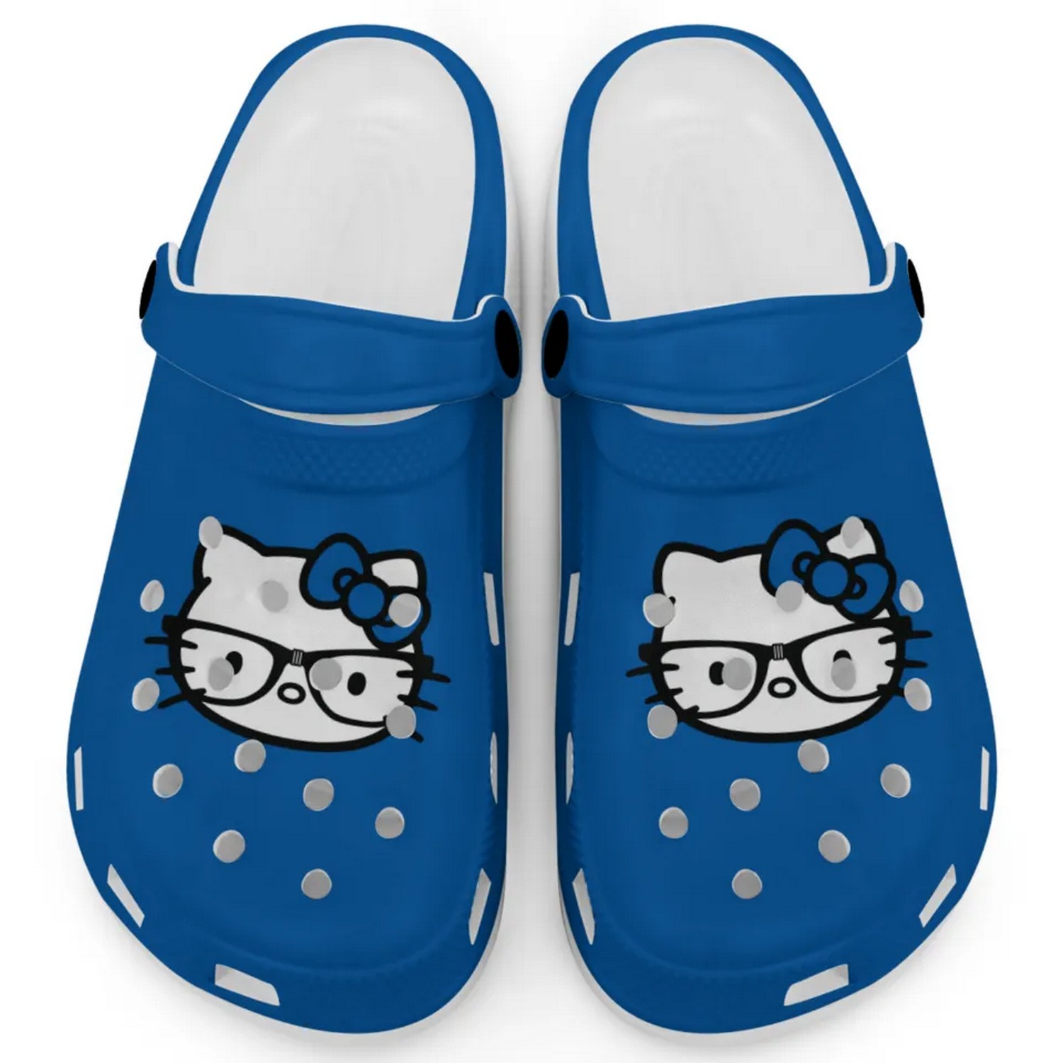 Hello Kitty And Glasse Cartoon Crocs Crocband Clogs Shoes Comfortable For Men Women and Kids