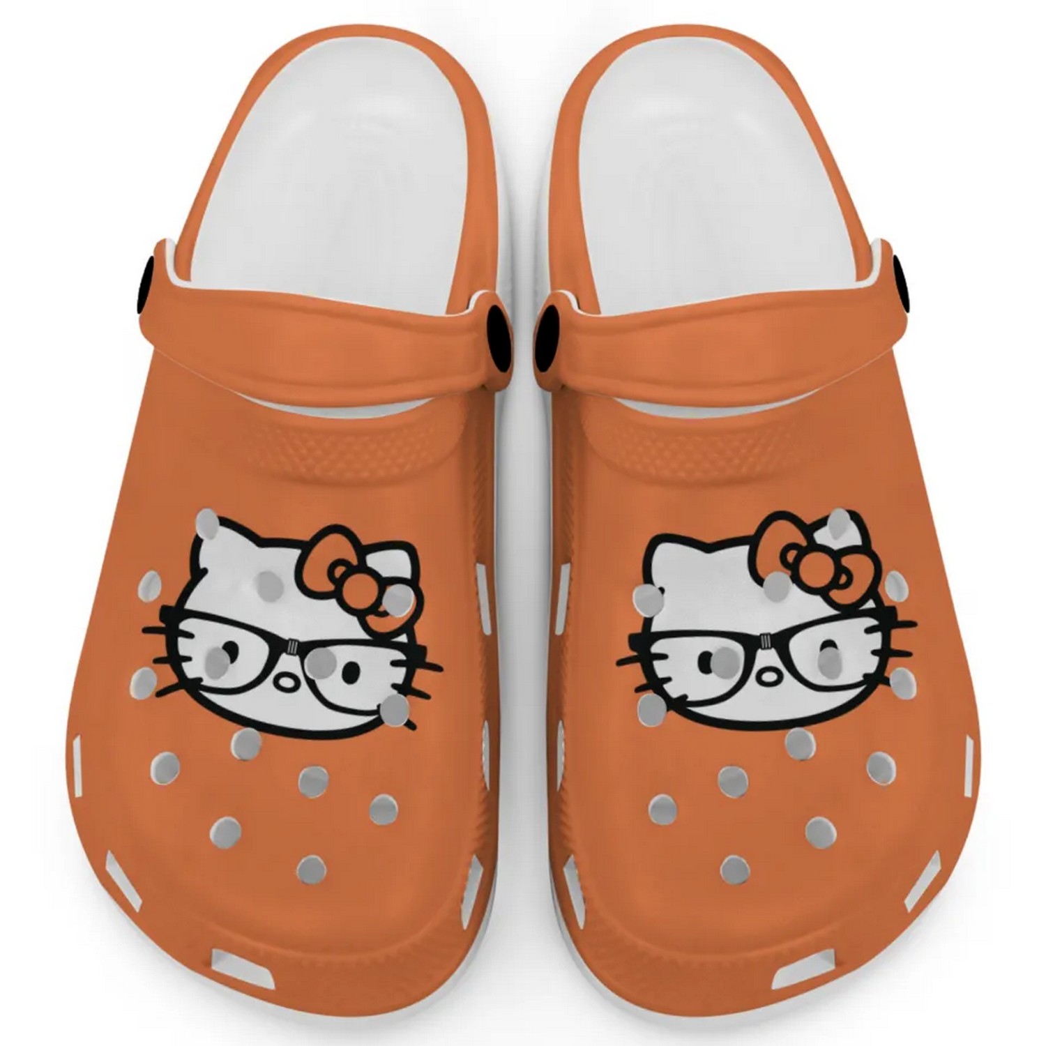 Hello Kitty And Glasse Cartoon Crocs Crocband Clogs Shoes Comfortable For Men Women and Kids