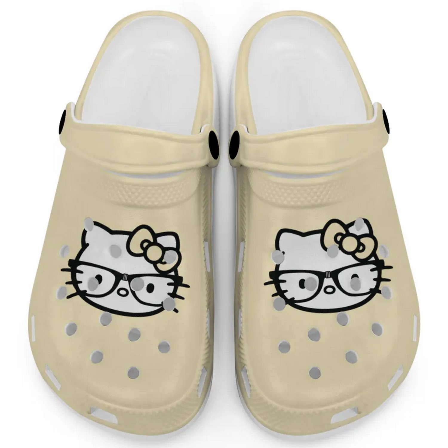 Hello Kitty And Glasse Cartoon Crocs Crocband Clogs Shoes Comfortable For Men Women and Kids