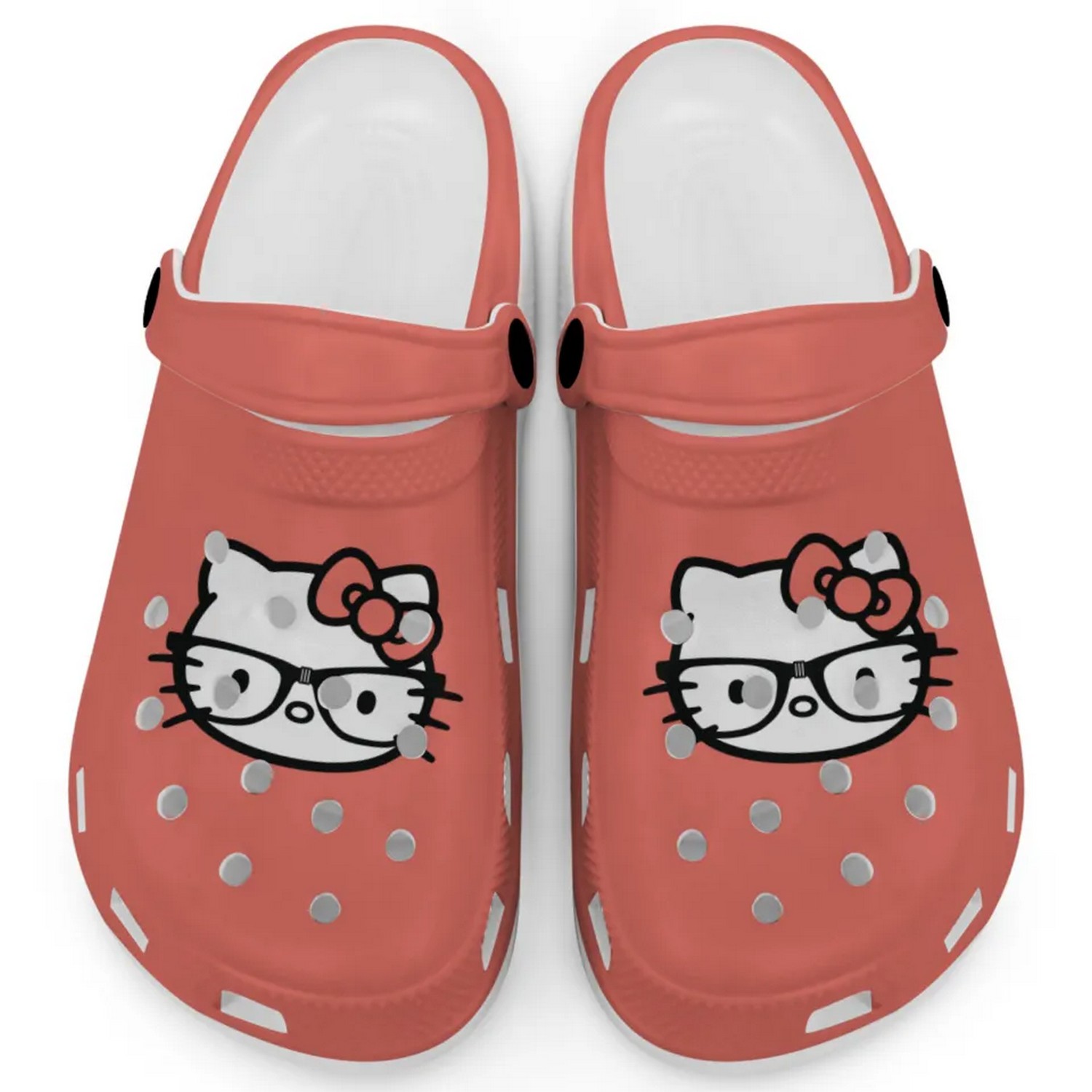 Hello Kitty And Glasse Cartoon Crocs Crocband Clogs Shoes Comfortable For Men Women and Kids