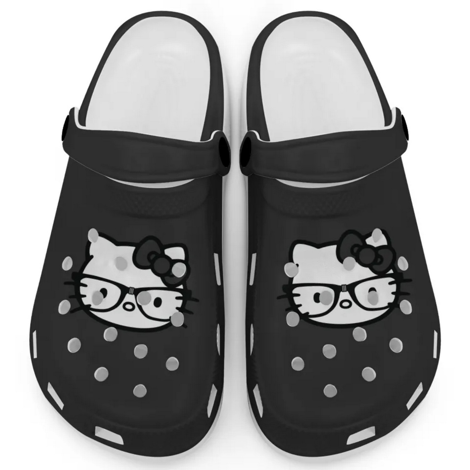 Hello Kitty And Glasse Cartoon Crocs Crocband Clogs Shoes Comfortable For Men Women and Kids
