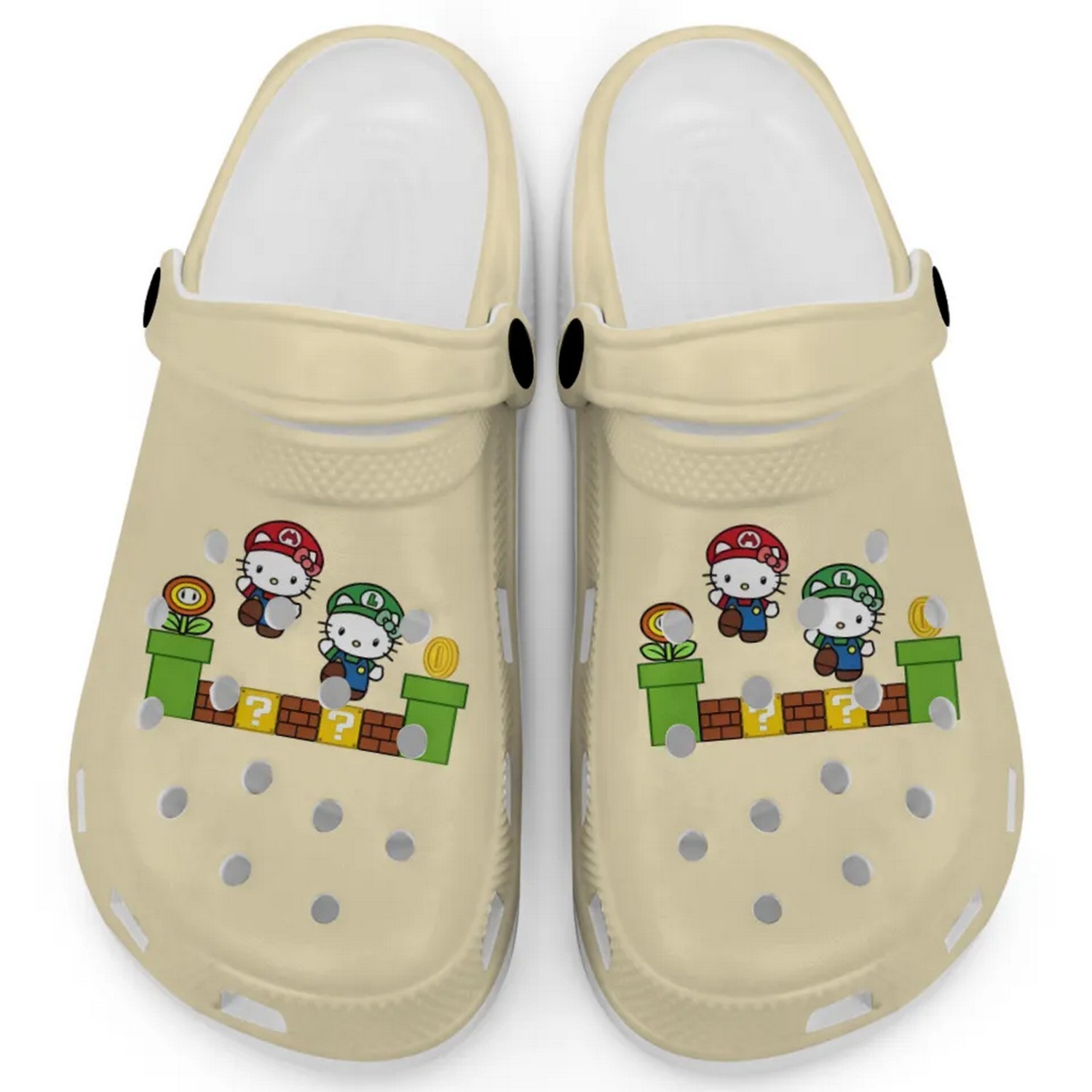 Hello Kitty And Luigi Super Mario Game Banana Crocs Crocband Clogs Shoes Comfortable For Men Women and Kids