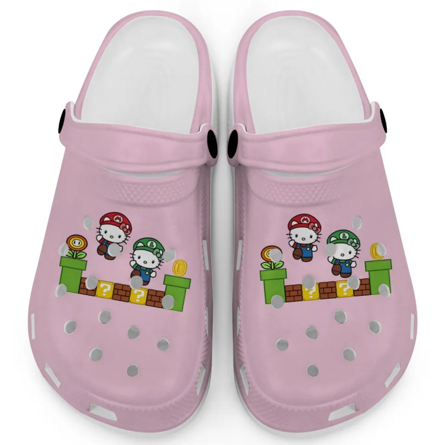 Hello Kitty And Luigi Super Mario Game Blossom Crocs Crocband Clogs Shoes Comfortable For Men Women and Kids