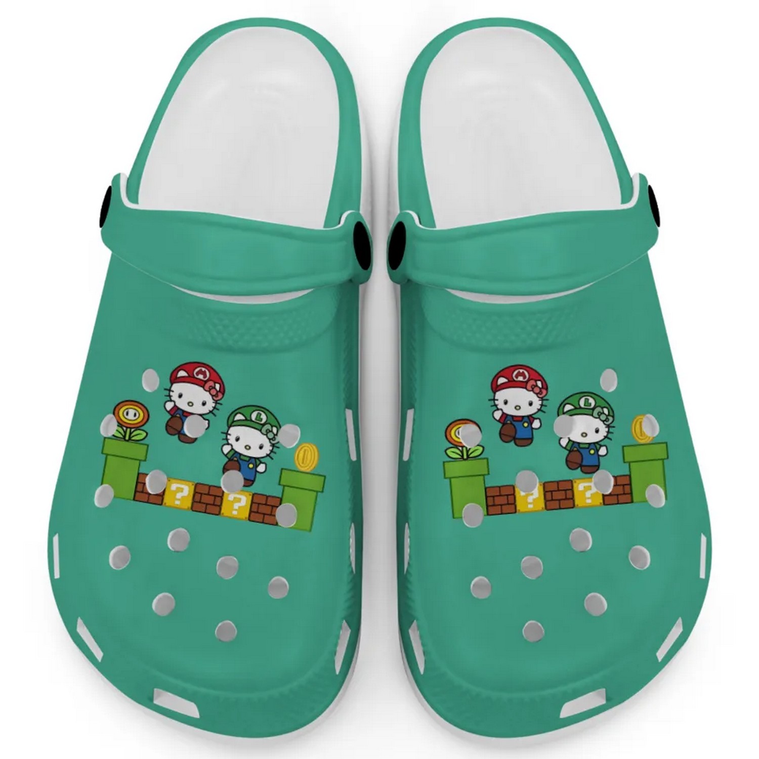Hello Kitty And Luigi Super Mario Game Mint Crocs Crocband Clogs Shoes Comfortable For Men Women and Kids