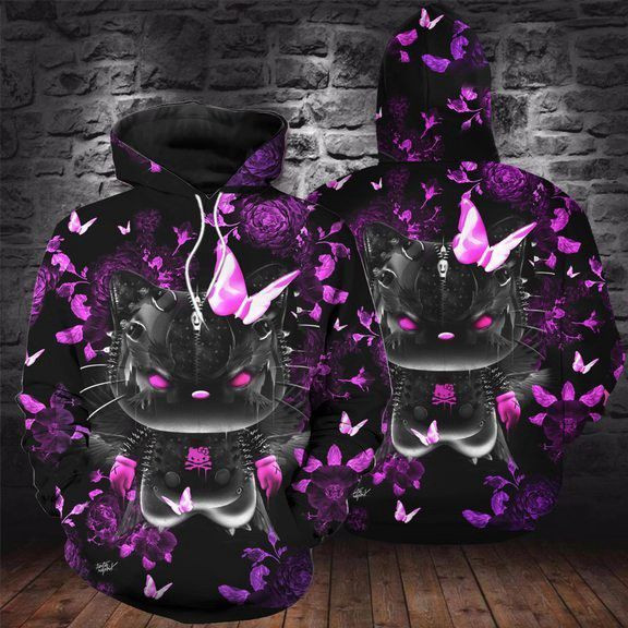 Hello Kitty Butterfly 3D All Over Print Hoodie, Zip Hoodie