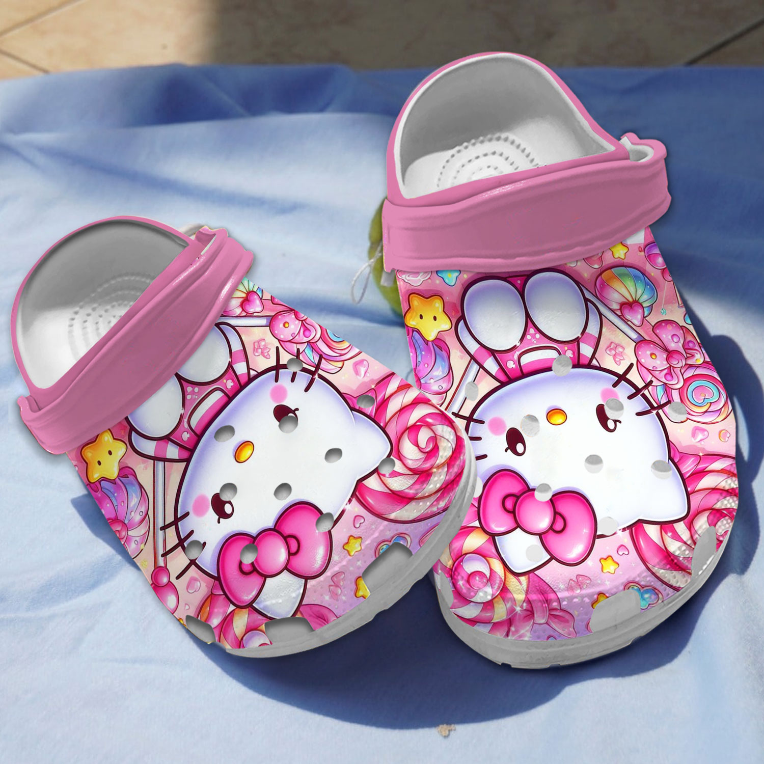 Hello Kitty Cartoon Crocs Crocband Clogs Shoes Comfortable For Men Women and Kids