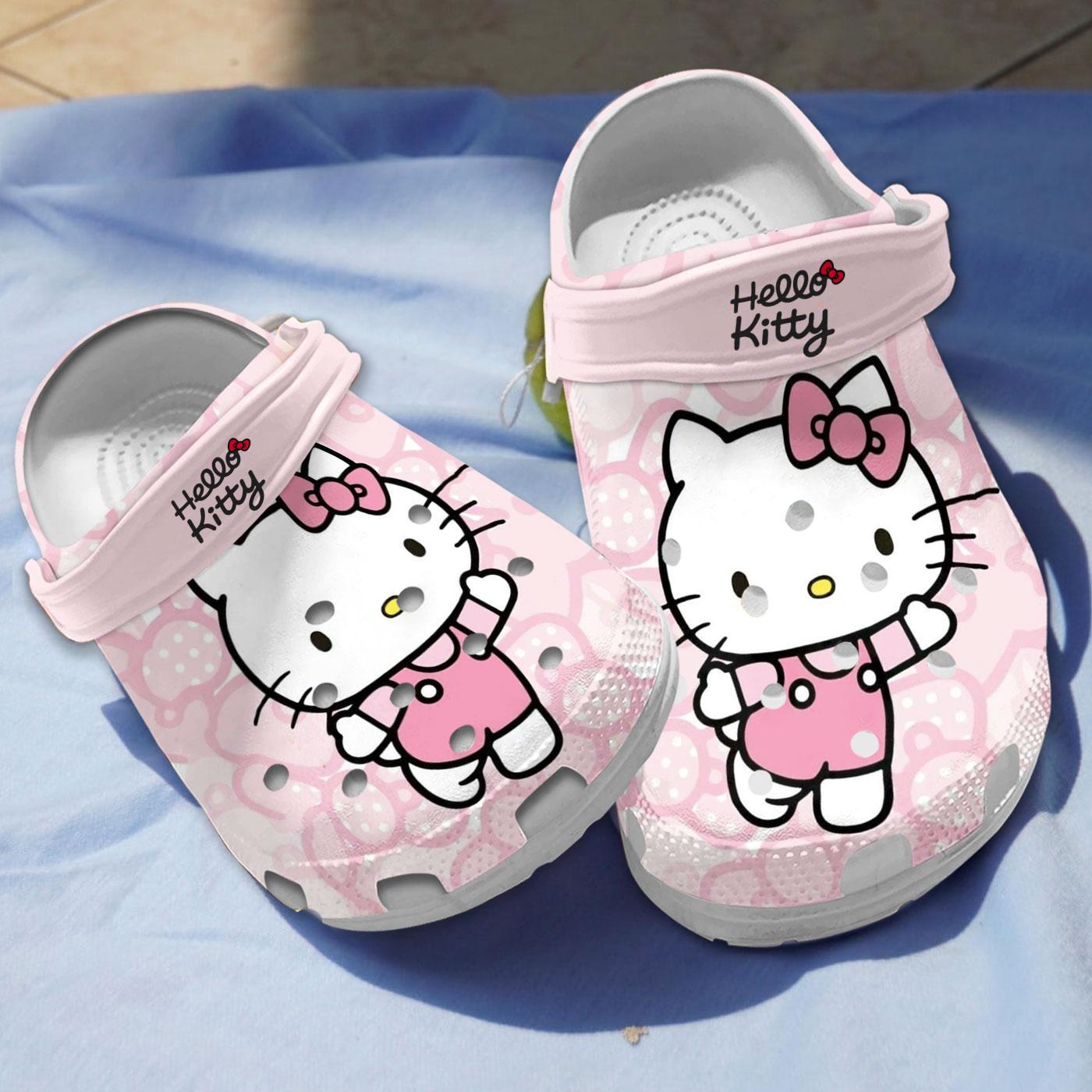 Hello Kitty Cartoon Crocs Crocband Clogs Shoes Comfortable For Men Women and Kids