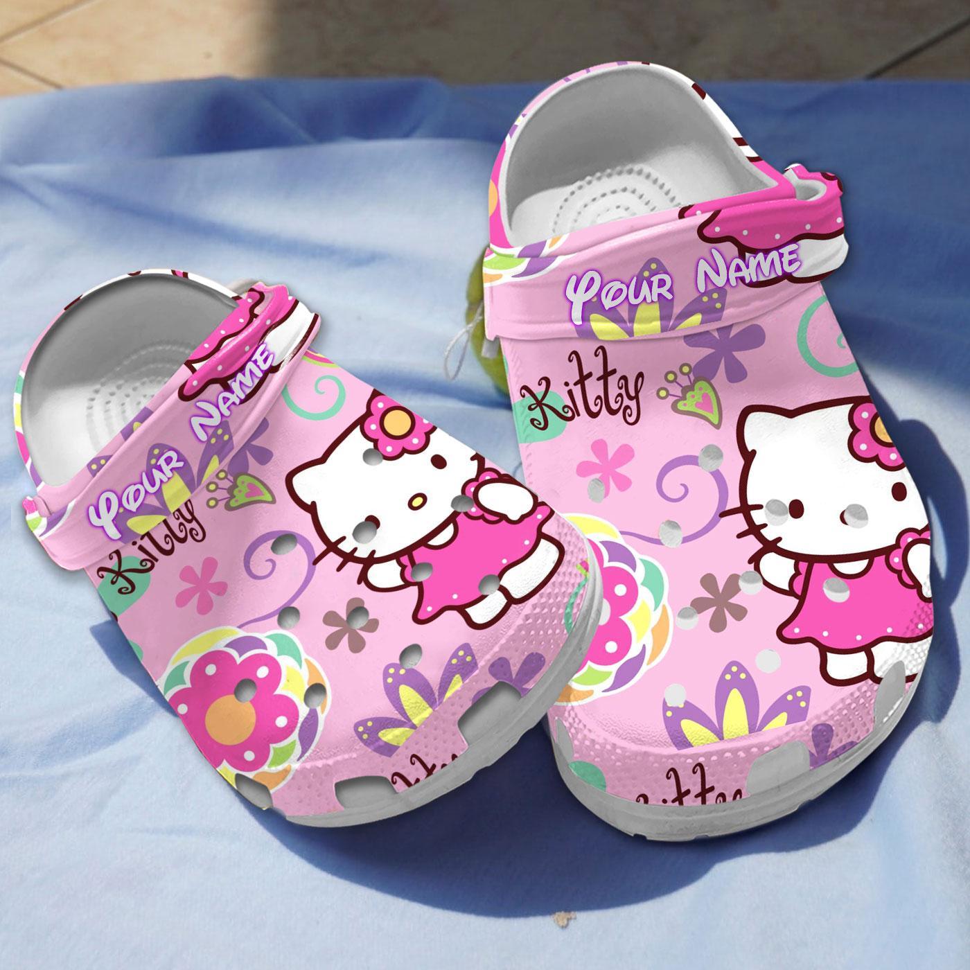 Hello Kitty Cartoon Crocs Crocband Clogs Shoes Comfortable For Men Women and Kids