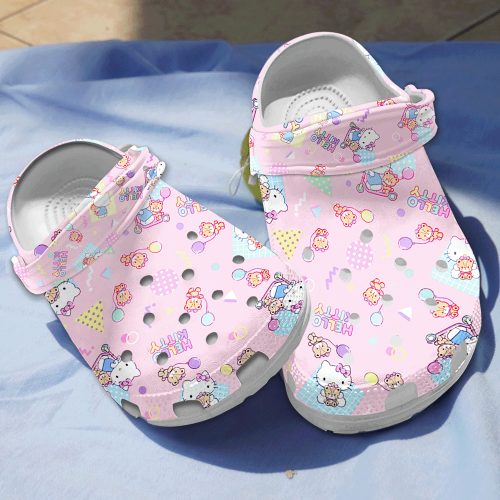 Hello Kitty Cartoon Crocs Crocband Clogs Shoes Comfortable For Men Women and Kids