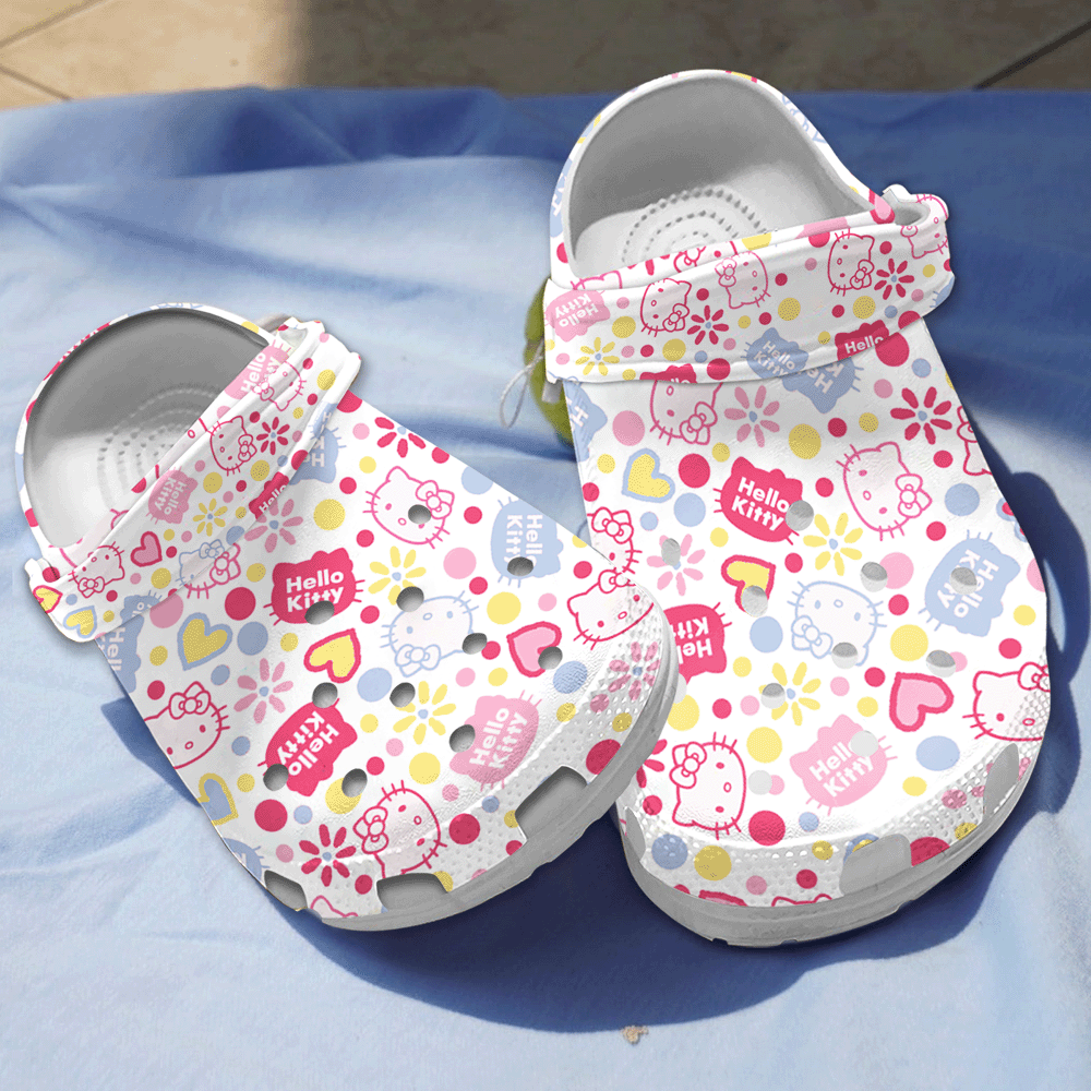 Hello Kitty Cartoon Crocs Crocband Clogs Shoes Comfortable For Men Women and Kids