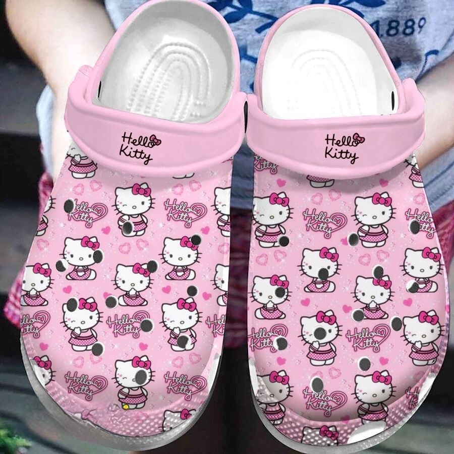 Hello Kitty Cartoon Crocs Crocband Clogs Shoes Comfortable For Men Women and Kids