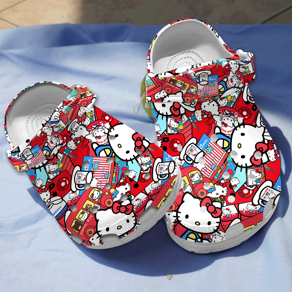 Hello Kitty Cartoon Crocs Crocband Clogs Shoes Comfortable For Men Women and Kids