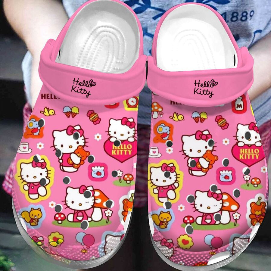 Hello Kitty Cartoon Crocs Crocband Clogs Shoes Comfortable For Men Women and Kids