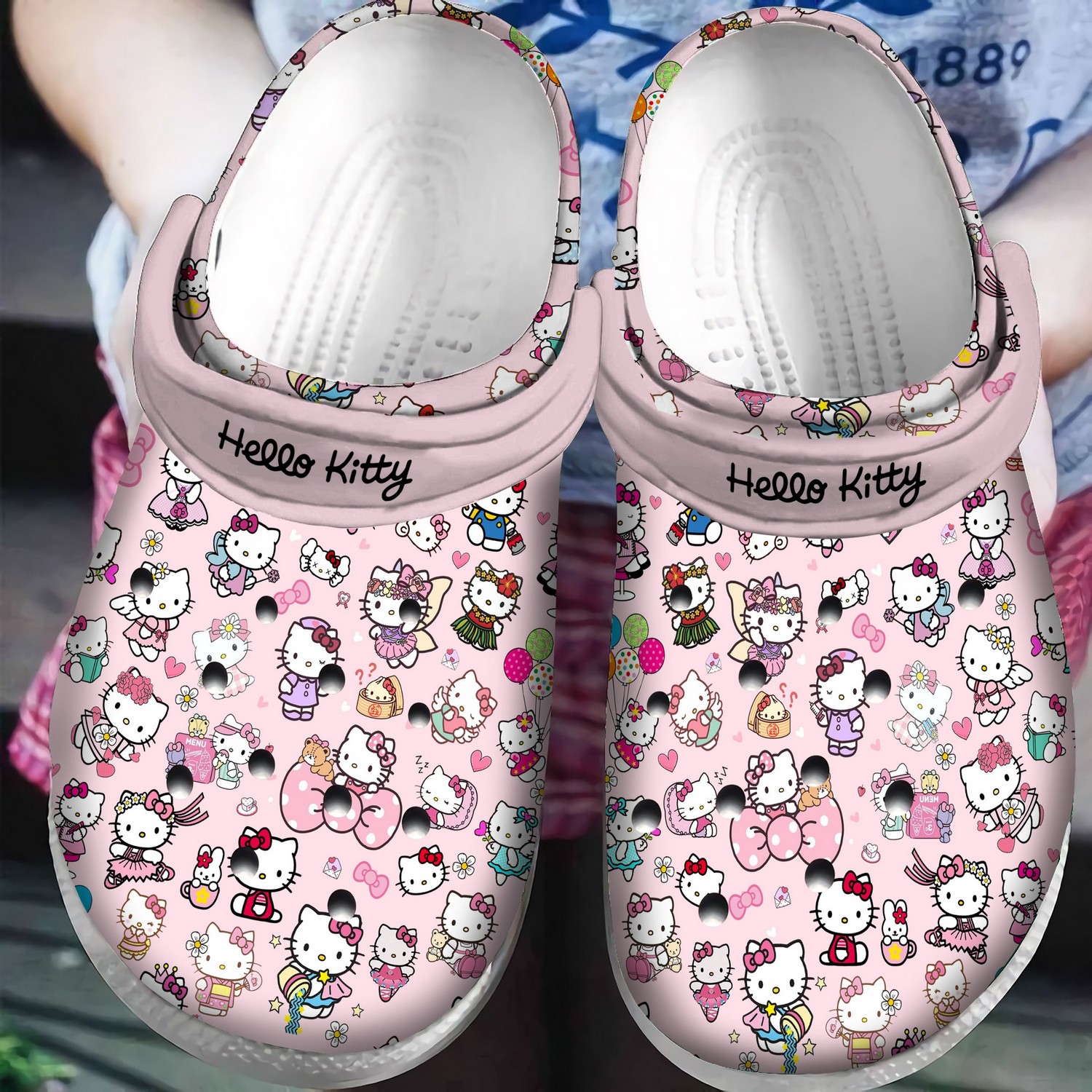 Hello Kitty Cartoon Crocs Crocband Clogs Shoes Comfortable For Men Women and Kids