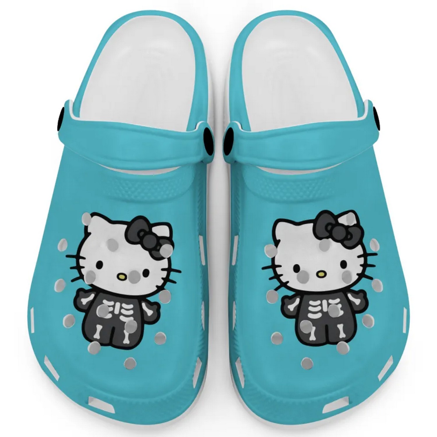 Hello Kitty Halloween Skeleton Cartoon Crocs Crocband Clogs Shoes Comfortable For Men Women and Kids
